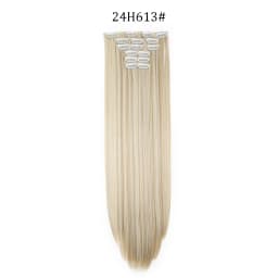 24 Inches Synthetic Long Straight Hairstyle 16 Clips 6Pcs/Set Hair Extensions Blonde Black Hairpieces Heat Resistant For Women