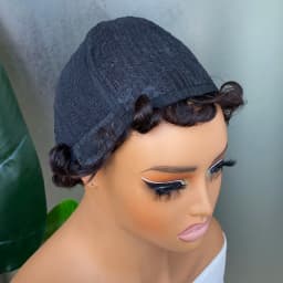 Side Part Pixie Cut Wig Human Hair, Short Layered Wigs with Bangs Full Machine Made Wigs for Women Daily Use