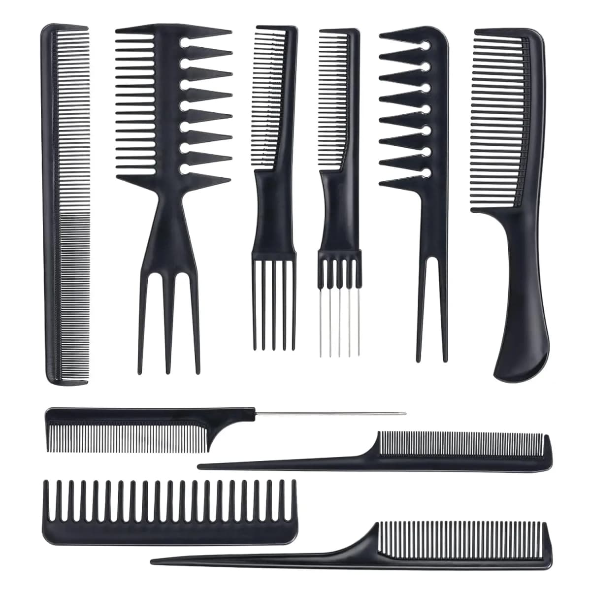 10-Pieces Hairdressing Comb Set, Hairdressing Comb Set, Salon Anti-Static Stylist Comb and Clip Set