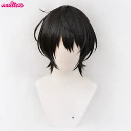 High Quality Game ES Sakuma Rei Sakuma Ritsu Cosplay Wig 30cm 45cm Black Heat Resistant Synthetic Hair Halloween Anime Wigs