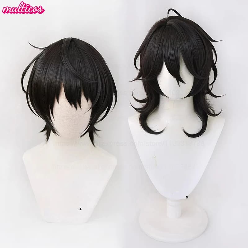 High Quality Game ES Sakuma Rei Sakuma Ritsu Cosplay Wig 30cm 45cm Black Heat Resistant Synthetic Hair Halloween Anime Wigs