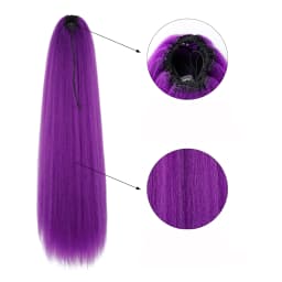 Synthetic Braided Purple Hair Ponytail Kids Costume Hairstyle 26inch Long Ponytail with Clips for Kids Girls Halloween Christmas