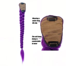 Synthetic Braided Purple Hair Ponytail Kids Costume Hairstyle 26inch Long Ponytail with Clips for Kids Girls Halloween Christmas