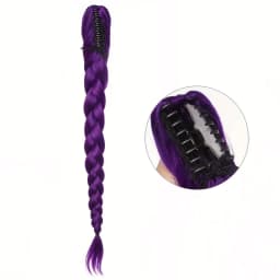 Synthetic Braided Purple Hair Ponytail Kids Costume Hairstyle 26inch Long Ponytail with Clips for Kids Girls Halloween Christmas
