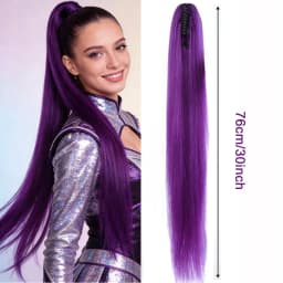 Synthetic Braided Purple Hair Ponytail Kids Costume Hairstyle 26inch Long Ponytail with Clips for Kids Girls Halloween Christmas