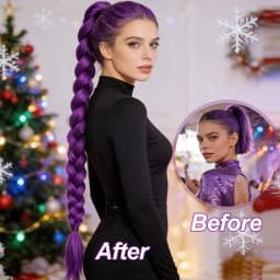 Synthetic Braided Purple Hair Ponytail Kids Costume Hairstyle 26inch Long Ponytail with Clips for Kids Girls Halloween Christmas