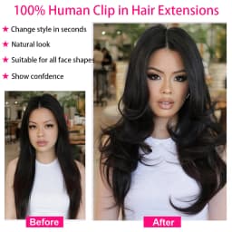 Straight Clip In Human Hair Extensions Brown Unprocessed Hair Extensions Full Head Brazilian Hair Seamless Clip Ins Extension