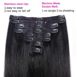 Straight Clip In Human Hair Extensions Brown Unprocessed Hair Extensions Full Head Brazilian Hair Seamless Clip Ins Extension