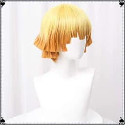 Anime Agatsuma Zenitsu Cosplay Wig 30cm Yellow Gradient Wigs Heat Resistant Synthetic Hair