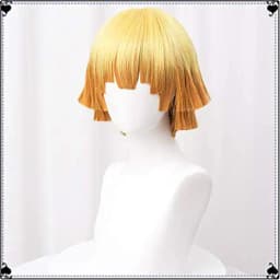 Anime Agatsuma Zenitsu Cosplay Wig 30cm Yellow Gradient Wigs Heat Resistant Synthetic Hair