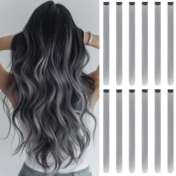 12PCS/Pack Colored Party Highlights Clip-in Hair Extensions for Girls 22 Inches Omber Colors Straight Hair Synthetic Hairpieces