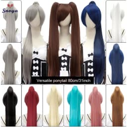 Snoya Synthetic 80cm Versatile Long Straight Claw Clip Ponytail Extensions for Ancient Costume Design Red Purple Pink Blue Black