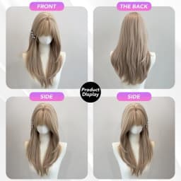 MEISU 22 Inch Synthetic Air Bangs Wig Straight Layered Straight Wigs Fiber Heat-resistant Party or Selfie For Women Daily Use
