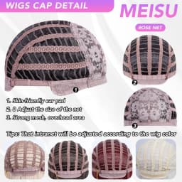 MEISU 22 Inch Synthetic Air Bangs Wig Straight Layered Straight Wigs Fiber Heat-resistant Party or Selfie For Women Daily Use