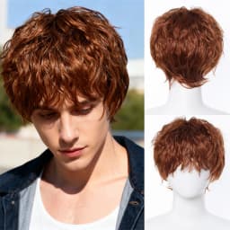  Men's Synthetic Adult Kinky Curly Wig, High Temperature Fiber, 150% Density, with Buckle Net Cap, Daily Wear, Wig Cap
