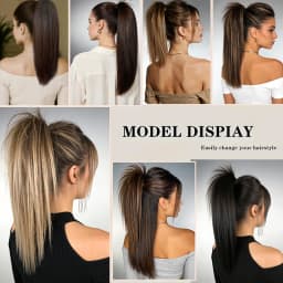 14Inch Synthetic Straight Ponytail Extension Claw Clip On Hairpiece Soft Pony Tail Heat Resistant Fiber For Women Daily Use