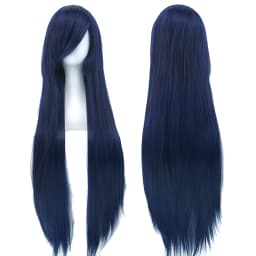 Synthetic Hair Navy Blue Straight Long Wig Anime Cosplay Mio Akiyama Halloween Costume Ruri Gokou Hair Wigs with Bangs