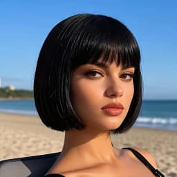 Short Bob Black Synthetic Wig Halloween Party Cosplay Wig Daily High-Temperature Silk Wig Set