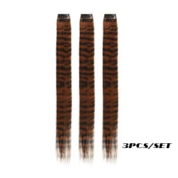 3pcs/set Stripe Printed Hair Colorful Long Straight Hair Pieces Synthetic Clip-in Hair Extensions for Daily Use Party Halloween