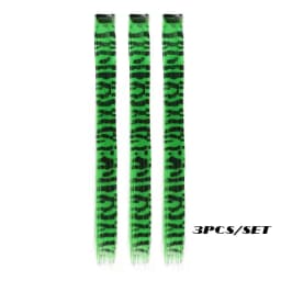 3pcs/set Stripe Printed Hair Colorful Long Straight Hair Pieces Synthetic Clip-in Hair Extensions for Daily Use Party Halloween