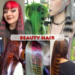 3pcs/set Stripe Printed Hair Colorful Long Straight Hair Pieces Synthetic Clip-in Hair Extensions for Daily Use Party Halloween
