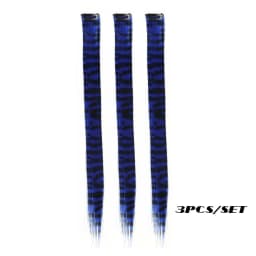 3pcs/set Stripe Printed Hair Colorful Long Straight Hair Pieces Synthetic Clip-in Hair Extensions for Daily Use Party Halloween