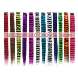 3pcs/set Stripe Printed Hair Colorful Long Straight Hair Pieces Synthetic Clip-in Hair Extensions for Daily Use Party Halloween