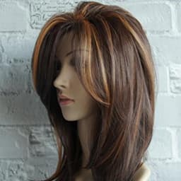 22-Inch Medium-Length Wavy Synthetic Wig, Made of Linen Blend and Brown Color, Is Suitable for Daily Wear by Fashionable Women