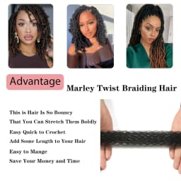 Synthetic 8 Pcs Soft Afro Twist Hair Extensions for Women - Kinky Marley Braiding Hair, 8 Strands Each for Locs & Passion Twists