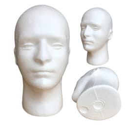 White Man Foam Male Mannequin Head Model Wig Stand with Stable Base Display Rack for Hat Cap Shopping Mall Closet Holder