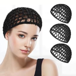 3pcs Comfort, Hand-Knit Crochet Hair Net Cap for Women- Breathable,Breathable Mesh Nightcap, Elastic Hair Net for Male And Femal