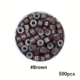 300/500/1000pcs Hair Extension Micro Rings Links Beads, 5mm SiliconeLined Beads For Loop Hair, Micro Ring Beads Hair Extensions