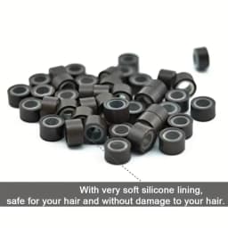 300/500/1000pcs Hair Extension Micro Rings Links Beads, 5mm SiliconeLined Beads For Loop Hair, Micro Ring Beads Hair Extensions