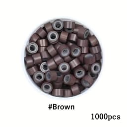 300/500/1000pcs Hair Extension Micro Rings Links Beads, 5mm SiliconeLined Beads For Loop Hair, Micro Ring Beads Hair Extensions
