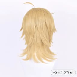 Mullet Head Short Straight Synthetic Wig Blonde Anime Game Cosplay Fluffy Wig Heat Resistant for Daily Party