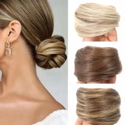Synthetic Easy Wear Bun Ponytail Hair Accessories Scrunchies Wavy Stretchy Chignon Bun Hair With Elastic Rubber Band For Women