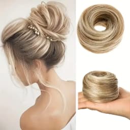 Synthetic Easy Wear Bun Ponytail Hair Accessories Scrunchies Wavy Stretchy Chignon Bun Hair With Elastic Rubber Band For Women