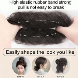 Synthetic Easy Wear Bun Ponytail Hair Accessories Scrunchies Wavy Stretchy Chignon Bun Hair With Elastic Rubber Band For Women