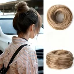 Synthetic Easy Wear Bun Ponytail Hair Accessories Scrunchies Wavy Stretchy Chignon Bun Hair With Elastic Rubber Band For Women