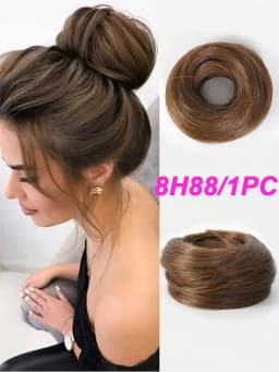 Synthetic Easy Wear Bun Ponytail Hair Accessories Scrunchies Wavy Stretchy Chignon Bun Hair With Elastic Rubber Band For Women