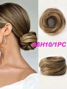 Synthetic Easy Wear Bun Ponytail Hair Accessories Scrunchies Wavy Stretchy Chignon Bun Hair With Elastic Rubber Band For Women