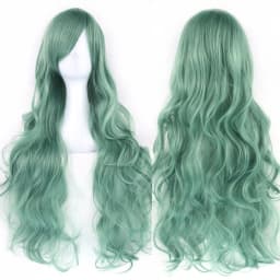 Soowee Curly Long Synthetic Hair Green Wig Hairpiece Pink Black Party Hair Cosplay Wigs for Women