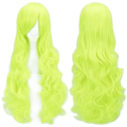 Soowee Curly Long Synthetic Hair Green Wig Hairpiece Pink Black Party Hair Cosplay Wigs for Women