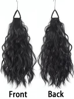 Synthetic Hair Ponytail Extensions Wig Wavy Curly Ponytail Hairpiece with Elastic Rubber Band Fluffy Wavy Ponytail for Women