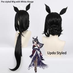 Manhattan Cafe Umamusume Pretty Derby Cosplay Long Black Straight Heat Resistant Synthetic Wig Yugen Rose Yanagi Midori Sayo Wig