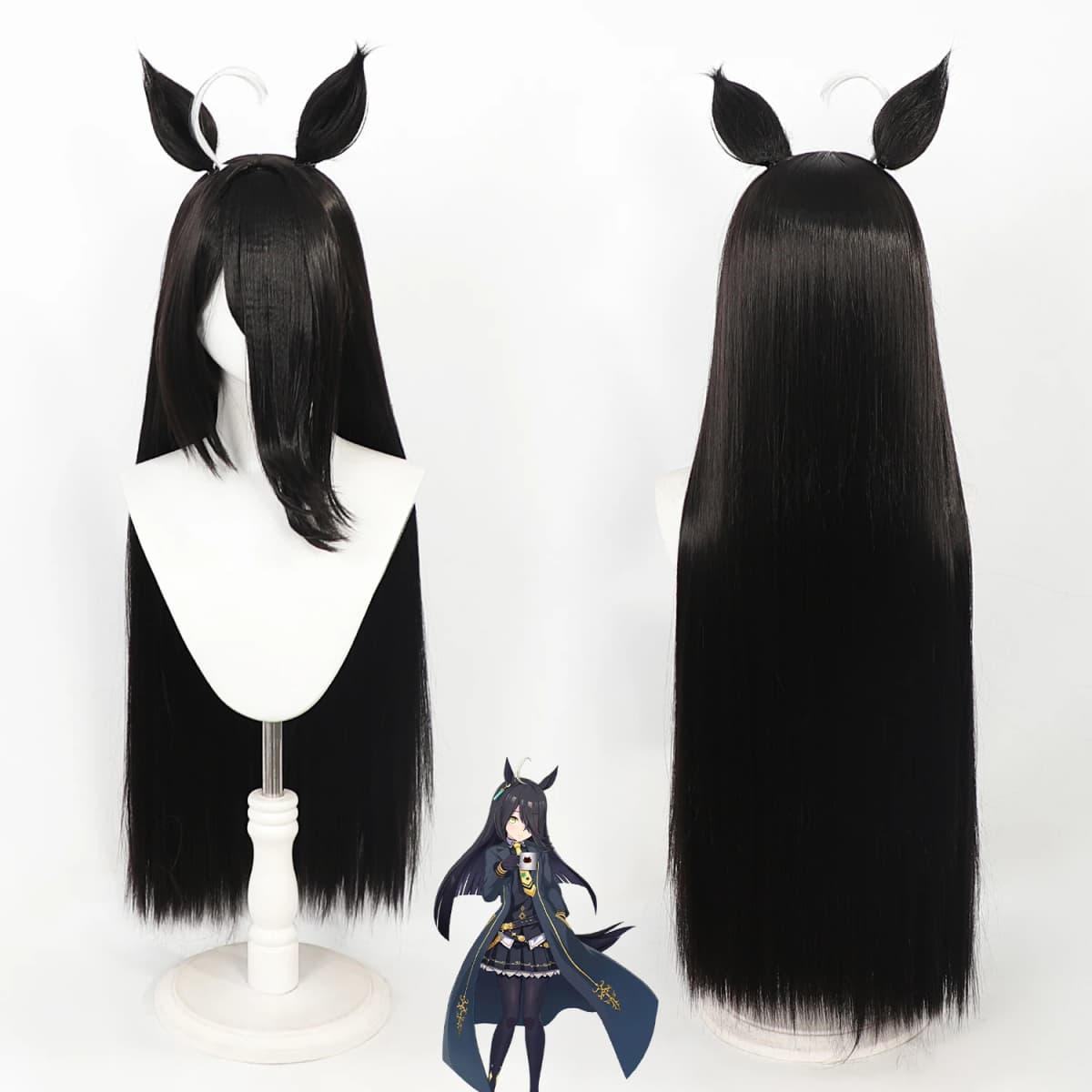 Manhattan Cafe Umamusume Pretty Derby Cosplay Long Black Straight Heat Resistant Synthetic Wig Yugen Rose Yanagi Midori Sayo Wig