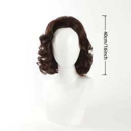 Men's and Women's Medium to Long Wavy Wig with Bangs and Curly Brown Short Curly Synthetic Wig, Natural Wavy Black Brown