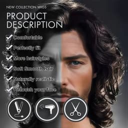 Men's and Women's Medium to Long Wavy Wig with Bangs and Curly Brown Short Curly Synthetic Wig, Natural Wavy Black Brown