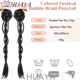 Synthetic Claw Clip Double Ponytails for Women, Hand Braided, Easy to Wear, Perfect for Women's Daily Looks