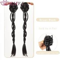 Synthetic Claw Clip Double Ponytails for Women, Hand Braided, Easy to Wear, Perfect for Women's Daily Looks